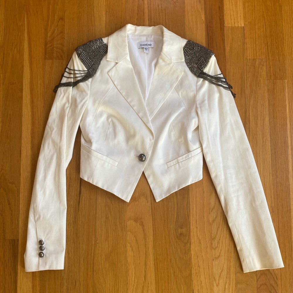 Bebe Embellished Cropped Blazer Jacket Size 2